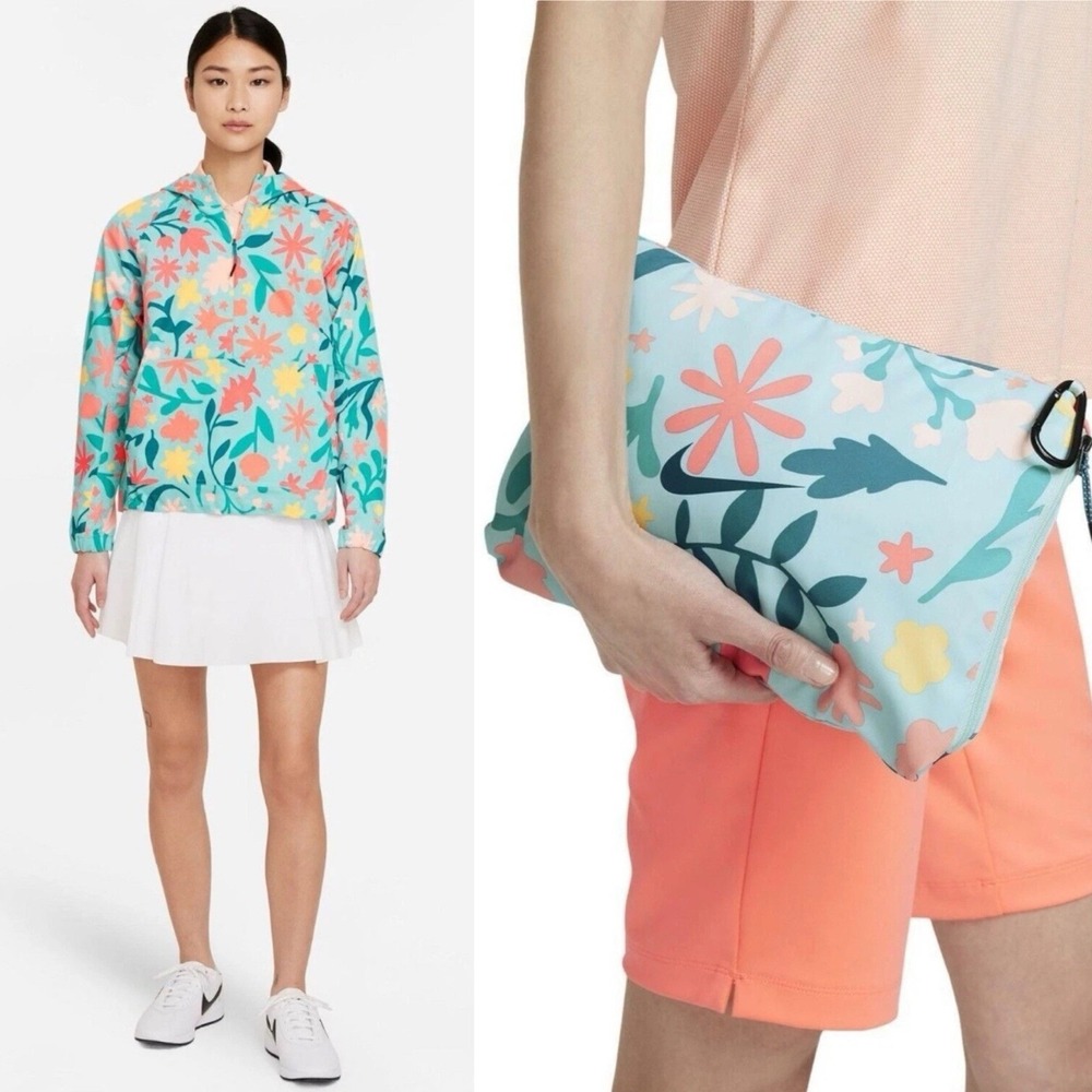 Women's Nike Golf Jacket Small Anorak Repel Floral Packable